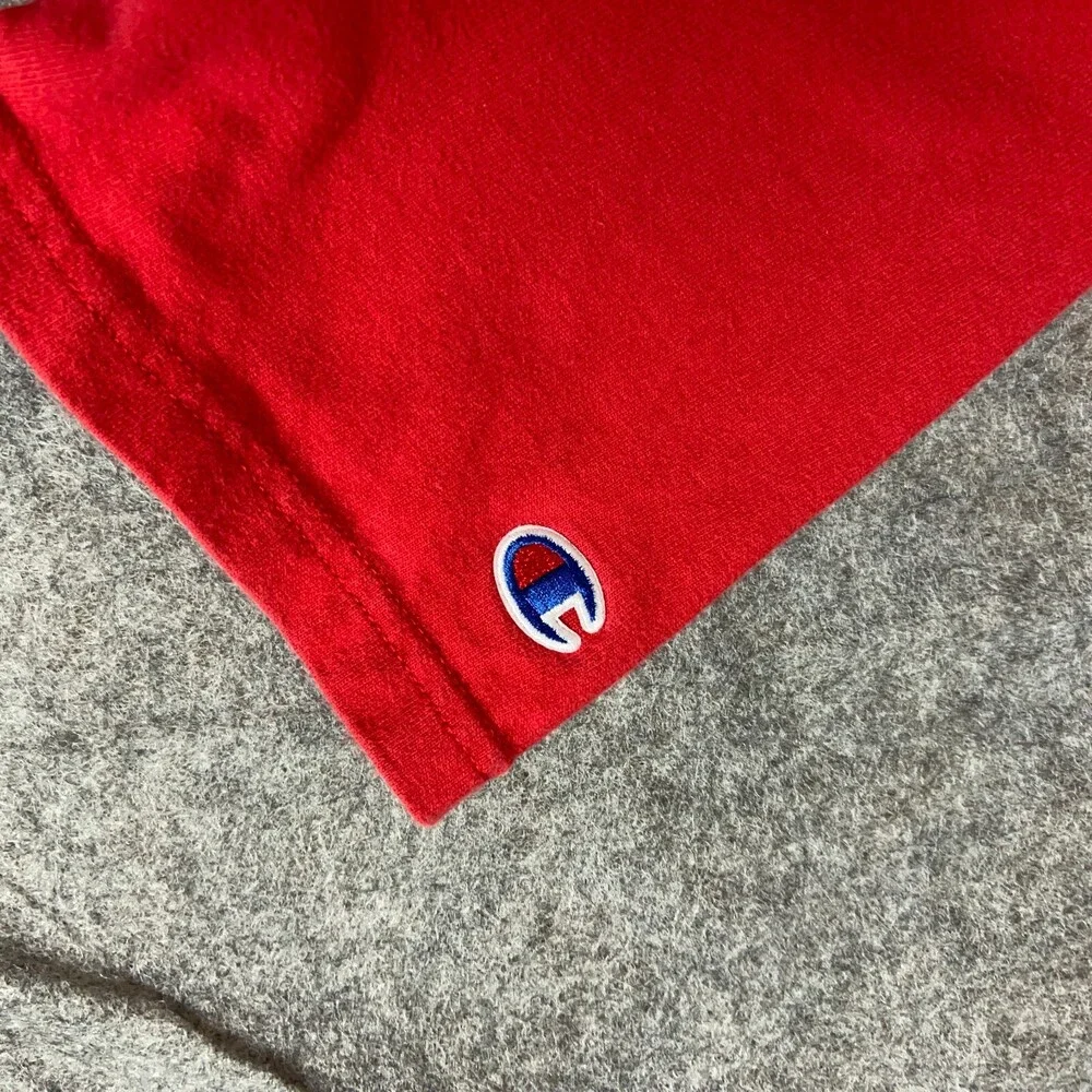 Champion Mens Shirt Medium Red‎ Logo Tee T100 Anniversary Sports Logo Everyday - Picture 3 of 9